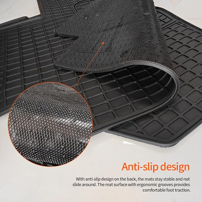 FV 3-Piece Custom Fit Floor Mats fits for Freightliner Cascadia (2018–2026) All-Weather Heavy Duty Cargo Liners Non-Slip TPE Rubber Semi Truck Accessories, Black
