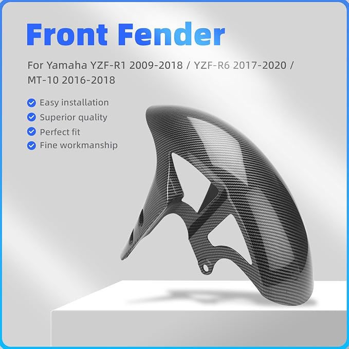 Motorcycle Front Fender, Tire Hugger Fender Mud Guard for Y-AMAHA YZF R1 R6 R10, Front Wheel Mudguard Splash Guard Fit Fairings Parts (Glossy Black)