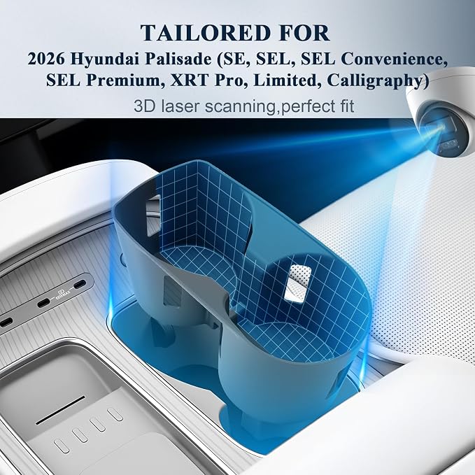 BIBIBO for 2026 Palisade Silicone Cup Holder 2026 Hyundai Palisade (SE, SEL, SEL Convenience, SEL Premium, XRT Pro, Limited, Calligraphy) Center Console Insert Cup Holder
