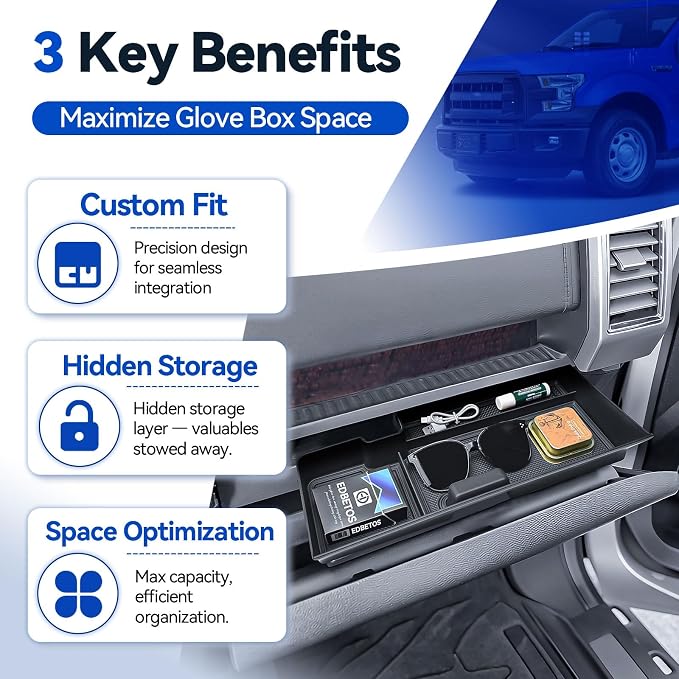 EDBETOS Center Console Drawer Organizer and Glove Box Organizer Tray for 2015-2020 Ford F150, Interior Accessories