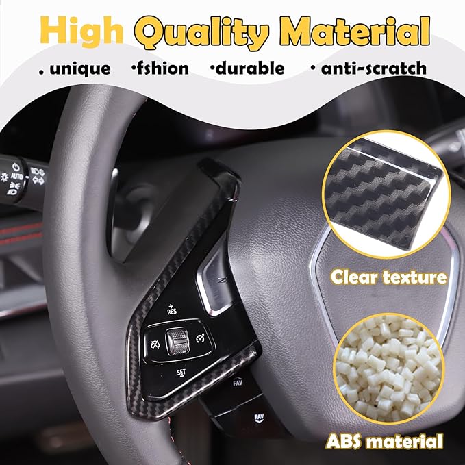 Steering Wheel Button Cover Compatible with Chevrolet Corvette C8 2020-2023, Steering Wheel Frame Trim, Car Steering Wheel Panel Protection Frame Molding Sticker (ABS-Carbon Fiber Pattern)