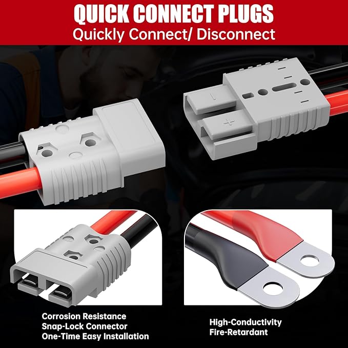 Heavy Duty Jumper Cables for Car Battery, 1 Gauge 30 Feet 900AMP Quick Connect Booster for Jump Starting Dead or Weak Batteries, Suitable for 8L Gas & 6L Diesel, Carrying Bag Included