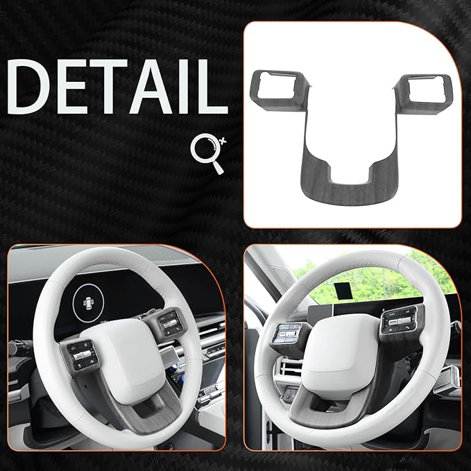 ABS Car Steering Wheel Frame Cover Steering Wheel Button Panel Protection Frame Molding Trim Compatible with Hyundai Santa Fe 2024-2026 Accessories(Wood Grain Style)