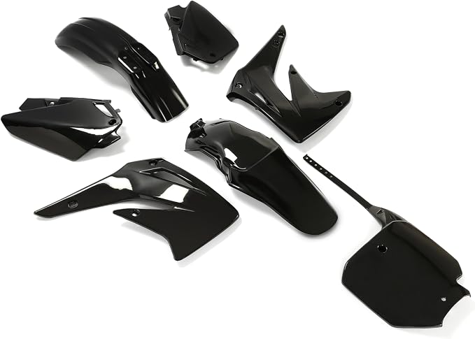ALMULOO Plastic Kit Compatible with 2003-2007 Honda CR85R/CR85RB Expert, Black Body Fairing Set Front/Rear Fender Side Panels