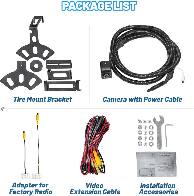 EWAY Light 2.0 Spare Tire Backup Camera with 10FT 4PIN Extension Cable for Jeep Wrangler JK Compass Commander Patriot Liberty 2007-2018, Reverse Camera w/Upgrade Ajustable Brackets for Flexible Angle