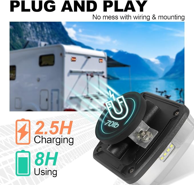 NeaLia Magnetic Wireless Trailer Lights, Rechargeable LED Trailer Light for Towing Truck, Waterproof Tail Tow Lights Kit for RV Camper Boat Caravan, Portable Turn Signal Brake Running Stop, Flood Beam