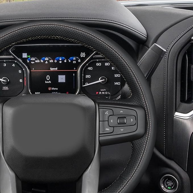 MEWANT Hand Stitch 3D Style Steering Wheel Protector Wrap Cover for GMC Sierra 1500 2019-2023/Sierra 1500 Limited 2022/Sierra 2500 2020-2024/Sierra 3500 2020-2024/Yukon 2021-2023
