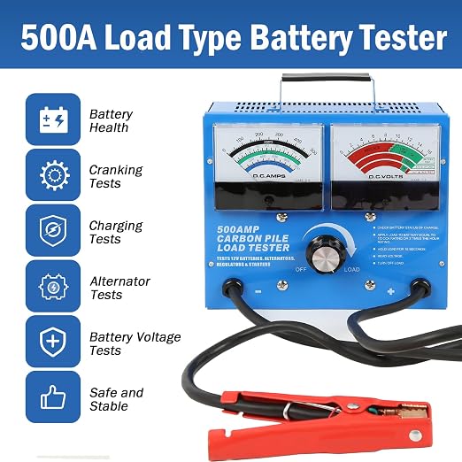500 Amp Carbon Pile Load Tester Test 12 Volt Battery, Alternator, Regulator