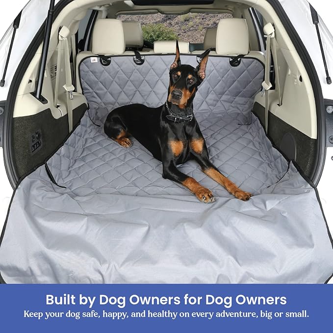 4Knines SUV Cargo Liner for Dogs – Dog Trunk Cover – Heavy-Duty, Waterproof Pet Seat Protector – Durable Cargo Liners for Dogs – USA-Based Company - Large (Grey)
