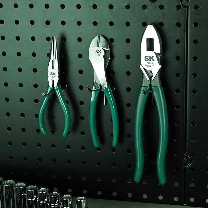 SK Tools USA 3 Piece Pliers Set: Diagonal Cutting, Long Nose Cutting, Linesman | 17842