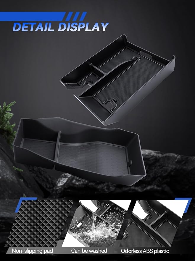 for Nautilus Center Console Organizer 2024-2026 Lincoln Nautilus(Premiere/Reserve/Black Label) Accessories 2 Pcs Armrest Box Storage Tray + TPE Lower Center Console Organizer Tray
