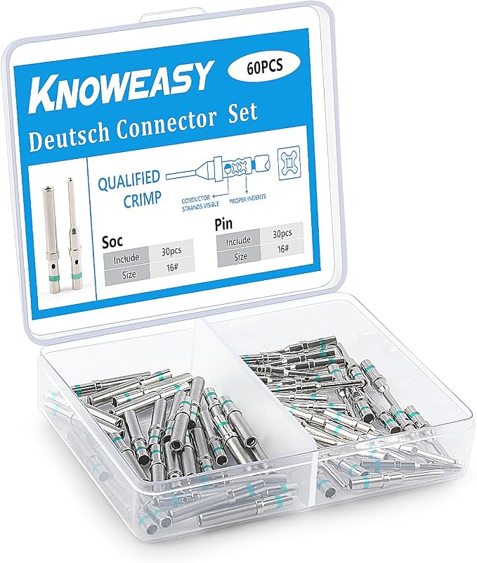 Knoweasy 338pcs DT Deutsch Connector Kit with 30 Pairs Size 16 DT Deutsch Connector Terminal Kit