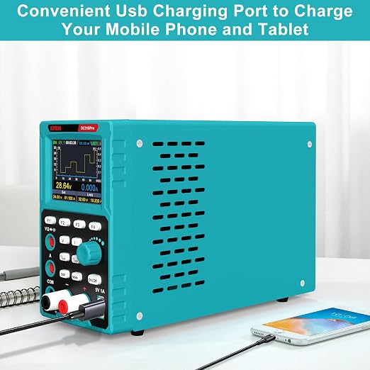 Kiprim 2-in-1 Programmable Power Supply and Multimeter (0-30 V 0-10 A) DC310Pro with Data Memory,High Precision,OCP,OVP, PC Software and USB Charging