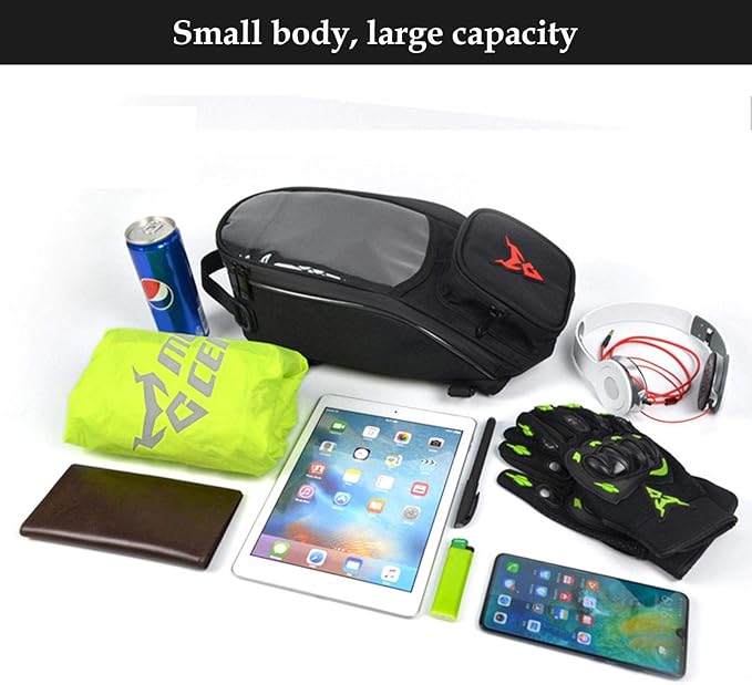 Naysku Motorcycle Tank Bag, 7Inch Touch Screen Motorcycle Bag Fuel Tank Magnetic Bag, Water-Repellent, Large Capacity and Multiple Compartments, for Outdoor Activities