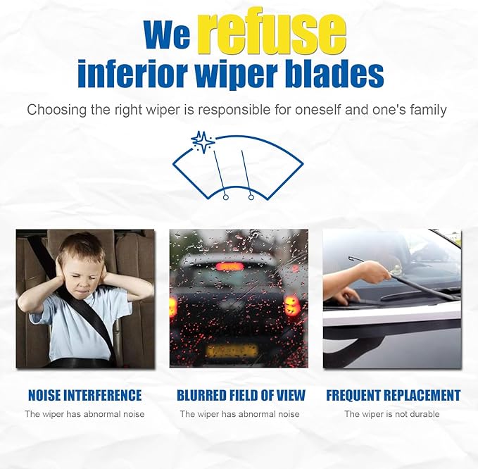 24"+19" Windshield Wipers With 15" Rear Wiper Blade Sets Automotive Replacement for Chevrolet Equinox 2005-2009,Easy For Installation (Pack of 3)
