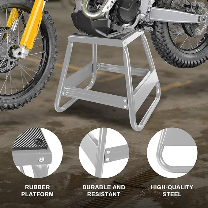 Motorcycle Stand Lift Dirt Bike Stand, Universal Panel Dirtbike Stand Jack Fit for Yamaha, for Honda and Suitable for Kawasaki, 1000LBS Capacity Removable Maintenance Motocross Stand Silver