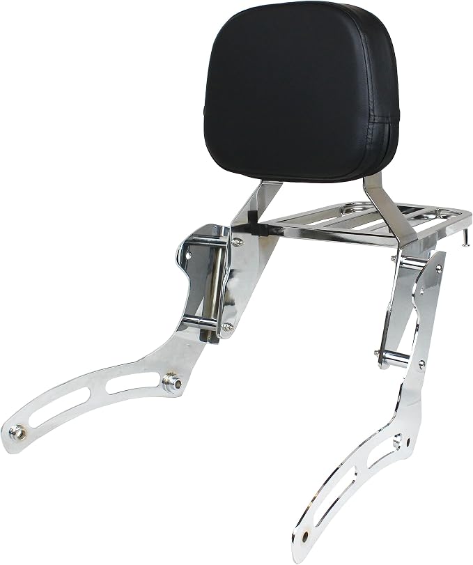 YHMOTO Passenger Backrest Sissy Bar with Luggage Rack for Kawasaki Vulcan 900 VN900 Classic Custom 2006-2025 (Chrome)