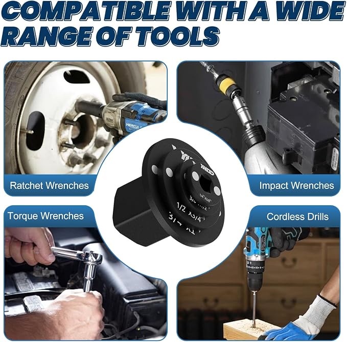 Low Profile Impact Socket Adapter Set, Drive Ratchet Adapter Set 1" to 3/4", 3/4" to 1/2", 1/2" to 3/8", 3/8" to 1/4" Magnetic Design, Works with Sockets/Wrenches/Cordless Drills 4PCS