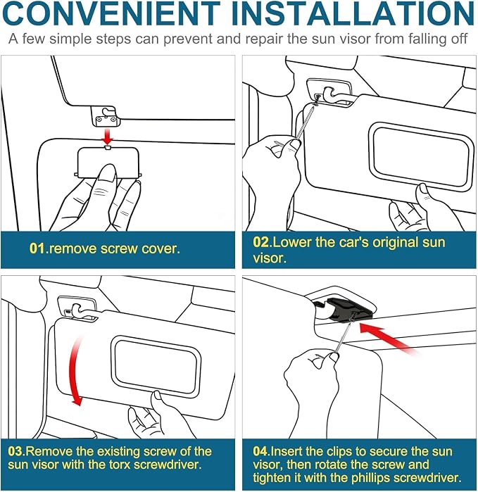 Sun Visor Repair Kit Compatible with RAM 1500 2019-2026, 2 Pack Sun Visor Clip for Trucks, Aluminum Alloy Visor Clip, Car Repair Kit Accessories, Ram 1500 Accessories