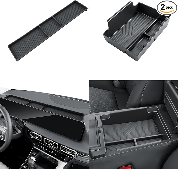SKTU 2PCS for 2026 Nissan Sentra Center Console Organizer for 2026+ Nissan Sentra (S/SV/SR/SL) Dashboard Organizer & Console Tray 2026 Sentra Accessories ABS Insert Tray Dashboard Storage Box