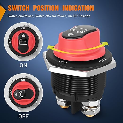 Nilight Battery Disconnect Switch 200A Master Disconnect Isolator 12V-48V On Off Power Cutoff Switch Waterproof Heavy Duty for Marine Boat Car RV ATV UTV Yacht, 2 Years Warranty