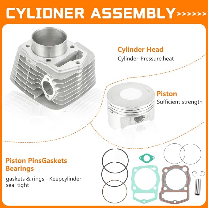Cylinder Piston Ring Gasket Bore 65mm 12100-KFB-000 Compatible with CRF230F CRF230L CRF230M 2003-2019 After-Market Parts