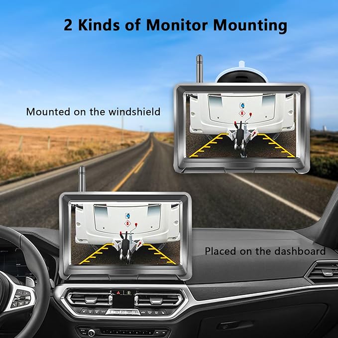 Magnetic Wireless Backup Camera + 5 Inch Monitor System, LASTBUS Solar 2 Split HD Display + Rechargeable Battery IP69 Waterproof Night Vision Rear View Camera for RV Car Trailer Truck Camper