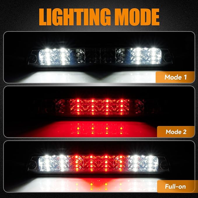 Third 3rd Brake Light LED for 1994-2001 Dodge Ram 1500/2500/3500, High Mount Rear Brake Lights Assembly, Waterproof Center Cab Cargo Lamp Stop Light (Smoke)