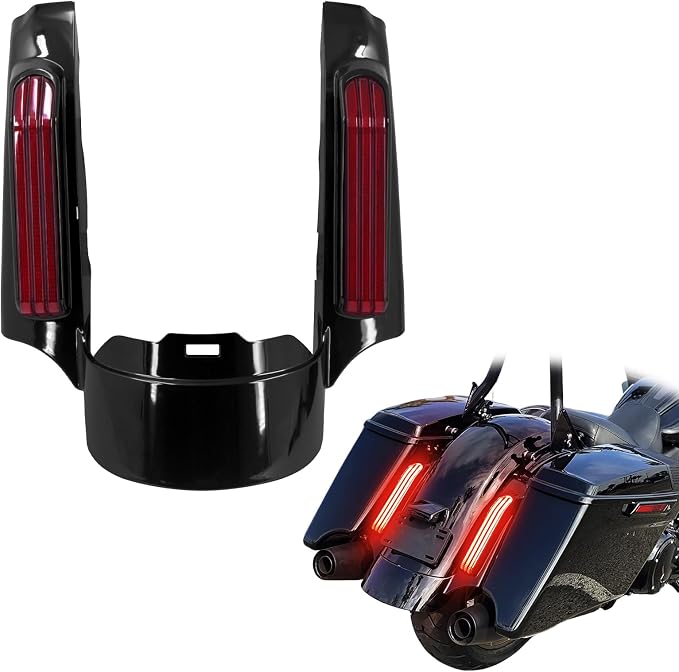 Motorcycle LED Rear Fender Extension Fascia Mudguard with Turn Signals Brake Running Lights Fit for Harley Touring CVO Road Glide Road King Electra Glide Street Glide 2014-up (Red Lens)