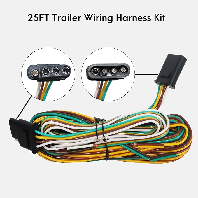 LED Trailer Light Kit, IP67 Submersible Stop Turn Tail Brake Lights with License Plate & Side Marker Lights, 25FT Wiring Harness for Boat Trailer Under 80 Inch, Truck RV Camper Snowmobile