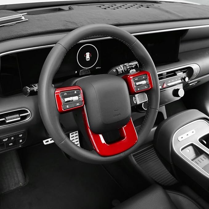 YOUTOOCAR Steering Wheel Cover Trim Compatible with Hyundai Santa Fe 2024-2026 Hyundai Palisade 2026 Hyundai IONIQ 9 Accessories (Red)