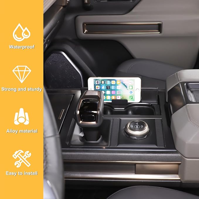 for Hummer EV SUV Pickup Accessories Cup Holder Insert Organizer,Cup Holder Expander for Car, Cup Holder Pocket Organizer,Designed for Things Like Phones and Glasses for 2022-2024 2025+ (Black)