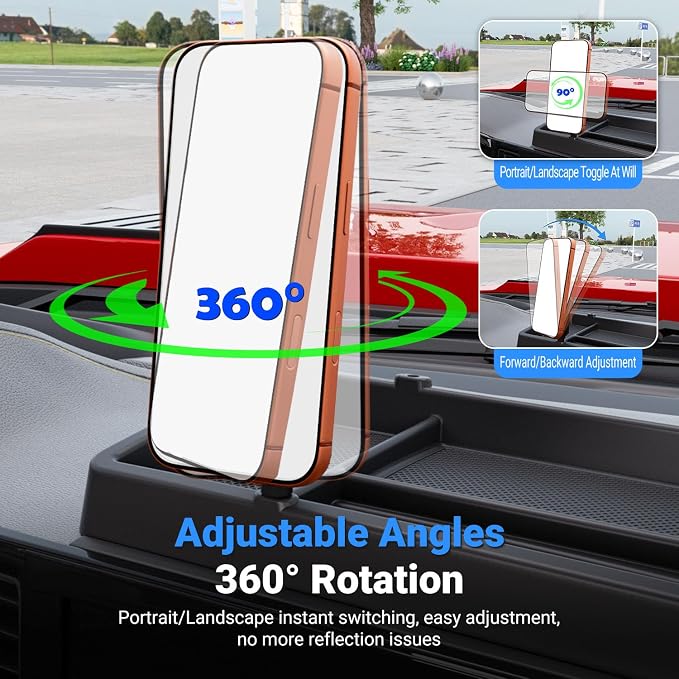 Dashboard Storage Organizer with Phone Mount Compatible with 22-26 Chevy Silverado GMC Sierra 1500 24-26 2500HD 3500HD Dash Storage Tray Replacement for 2022-2026 Chevy Silverado Accessories