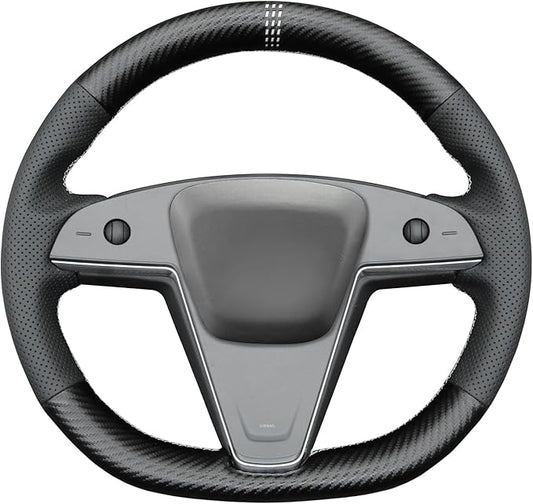 MEWANT Hand Stitched Tesla Model S(O-Shaped) Steering Wheel Cover Wrap for Tesla Model S 2021-2023 / Model X 2021-2023 Steering Wheel Accessories