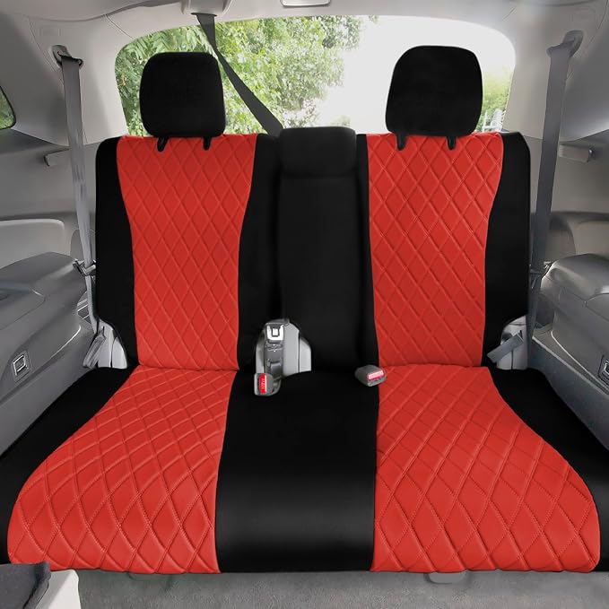 FH Group Custom Fit Car Seat Covers Specifically Made for 2016–2022 Honda Pilot, 3rd Row Set Red Ultraflex Neoprene, Waterproof Car Seat Cover, Honda Accessories