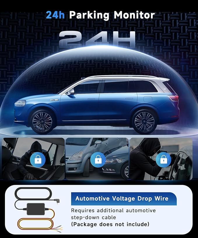 4 Channel 360° Dash Camera Front and Rear Inside Left Right, 3 Inch Dash Cam Support WiFi, Built-in Night Vision Sensitive Motion Detection 24/7 Recording Parking Mode Monitor Reversing Help