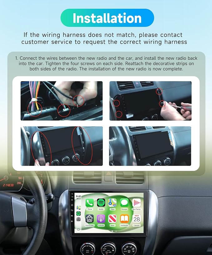 4Core 4G+64G Android 15 Car Radio for Toyota Corolla 2009-2013, 5G-WiFi, Car Stereo Wireless Carplay, Rimoody 9'' HD Touchscreen Mirror Link GPS Navigation Bluetooth FM/RDS EQ-32 SWC Backup Camera