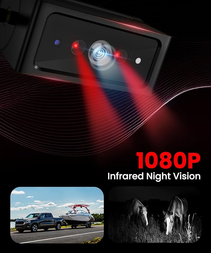 Foxpark Magnetic Wireless Backup Camera for RV Trailer: 1-Min Quick Install No-Drilling Back up Camera with 7" HD 1080P Monitor, 50FT Stable Signal Rear View Camera for Truck, Camper, SUV, Car
