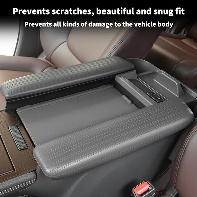 2PCS Center Console Armrest Side Cover for Toyota Sienna 2021-2026 Silicone Armrest Storage Box Side Cover Protector Compatible with LE/XLE/XSE/Woodland Edition/Limited/Platinum(Gray)
