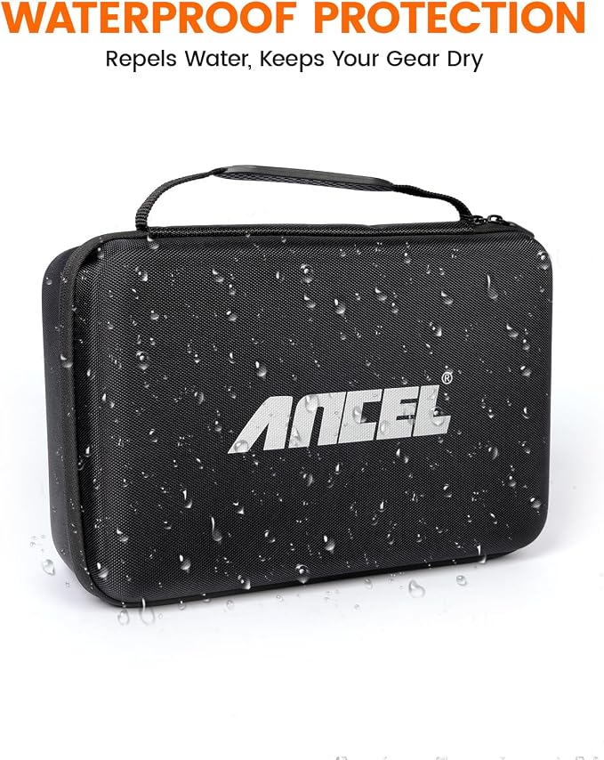 ANCEL EVA Hard Protective Case for V5 HD PRO Heavy Truck Scanner, Waterproof Shockproof Storage Bag with Large Capacity, Smooth Zippers and Easy Carry Handle, Travel Ready