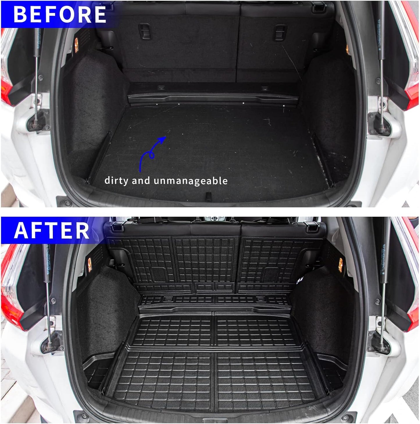 Rongtaod Cargo Mat Compatible with 2017-2022 Honda CRV Trunk Mat Cargo Liner Trunk Liner TPE All Weather Seat Back Cover Protector 2021 CR-V Accessories (Trunk Mats+Backrest Mats)