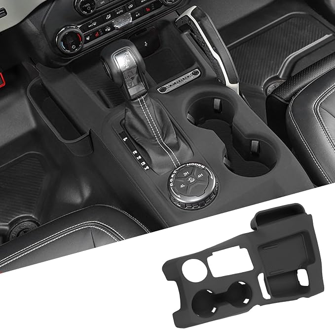 Silicone Car Gear Shift Panel Trim Cover for 2026 2025 2024 Ford Bronco Interior Accessories Center Console Side Storage Box Organizer Black Protective Pad