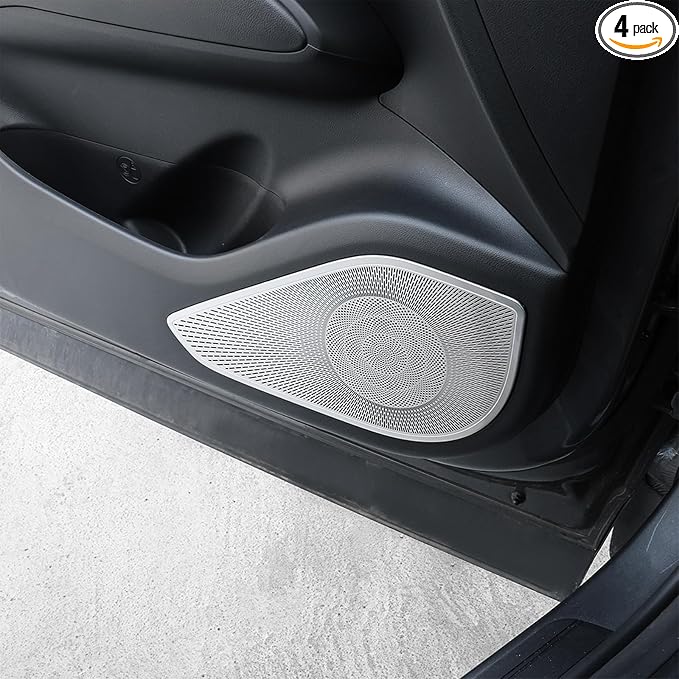 Silver Steel Door Speaker Decoration Covers Compatible with Hyundai Tucson 2022 2023 2024 2025 2026 Accessories