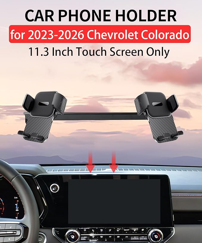 Car Phone Holder for 2023 2024 2025 2026 Chevrolet Colorado Accessories 11.3 Inch Screen Fixed Clip Cell Phone Mount Hands-Free 360 Degree Rotation