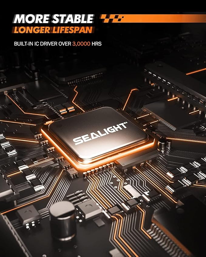 SEALIGHT 𝟗𝟎𝟎𝟔 HB4 Fog Light Bulbs or DRL, 6500K 10000LM 𝟗𝟎𝟎𝟔/HB4 Fog Lights Bulbs Fog Lights or Daytime Running Light, 1:1 Size Plug ang Play, Non-polarity, 2 Pack