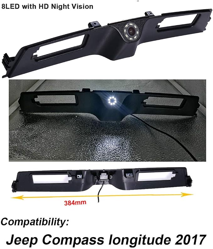 Car Rear View Camera Trunk Handle Backup Waterproof Parking Camera with 8LEDs Night Vision Replacement for Jeep Compass Longitude 2017