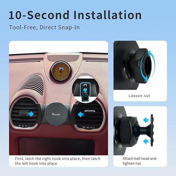 Car Phone Holder for Porsche 718 2017-2025, Magnetic Dashboard Phone Mount with MagSafe Ring, 360° Rotating Adjustable Holder,Vehicle-Specific Porsche 718 Auto Accessories