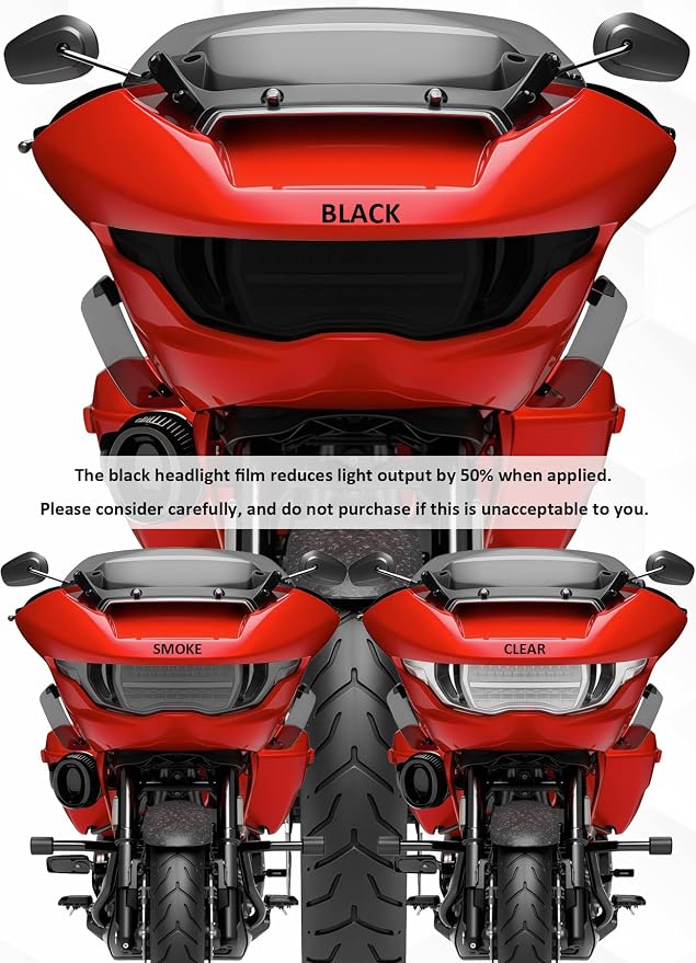 Headlight Lens Headlamp Protection Film Headlight Cover Guard Compatible with Harley Touring CVO Road Glide FLTRXSE 2023-up & Road Glide/ST 2024-up (Smoke)