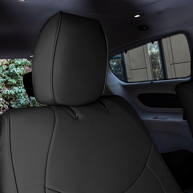 FH Group Custom Fit Car Seat Cover Specefically Made for Chrysler Pacifica 2017-2024 - 2nd Row Set Non Hybrid, Faux Leather, Black