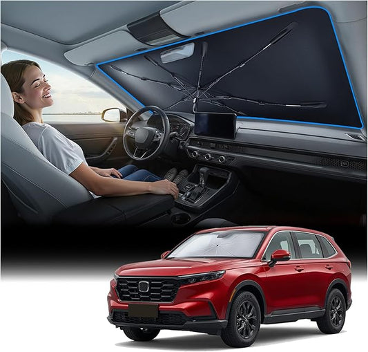 [2026 Upgraded] Nmoiss Windshield Sun Shade Umbrella for Honda CRV - [Vinyl Coating Heat Shield] Protect Car from Sun Rays & Heat Damage Keep Cool and Protect Interior, Spring Structure Edge